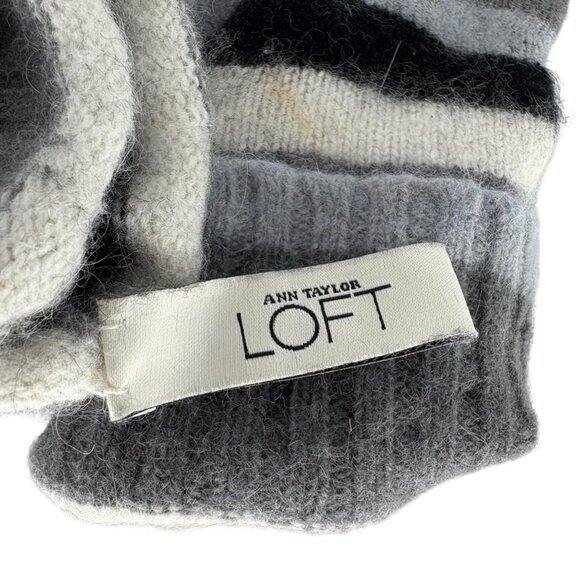 Ann Taylor Loft Striped Gloves Wool Viscose Rabbit Hair Cashmere Blend Womens - Picture 4 of 5